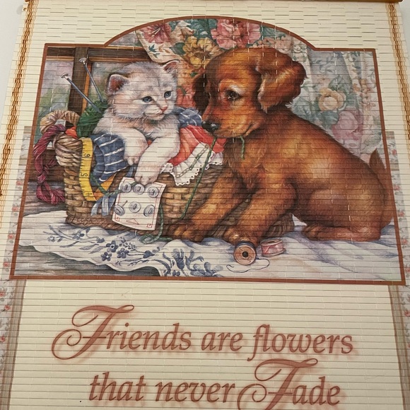 EUC “2004 / 2005” Bamboo Roll Up Hanging Calendar Two Sided Puppy & Kitty - Picture 6 of 7